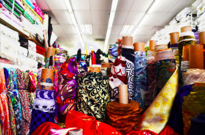 Rolls of fabric in the Los Angeles Fabric District Rolls of Fabric in downtown LA