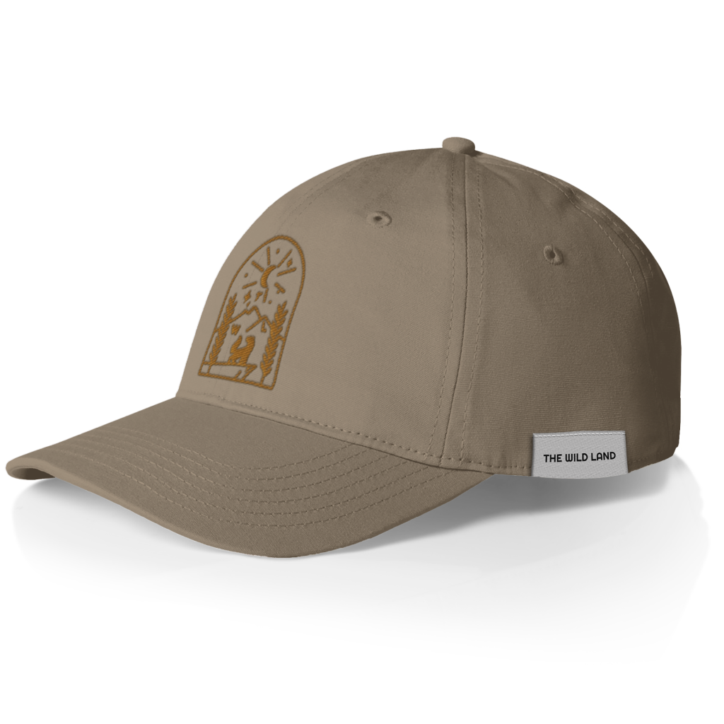 woven label placement on the side panel of a cap for custom branding options