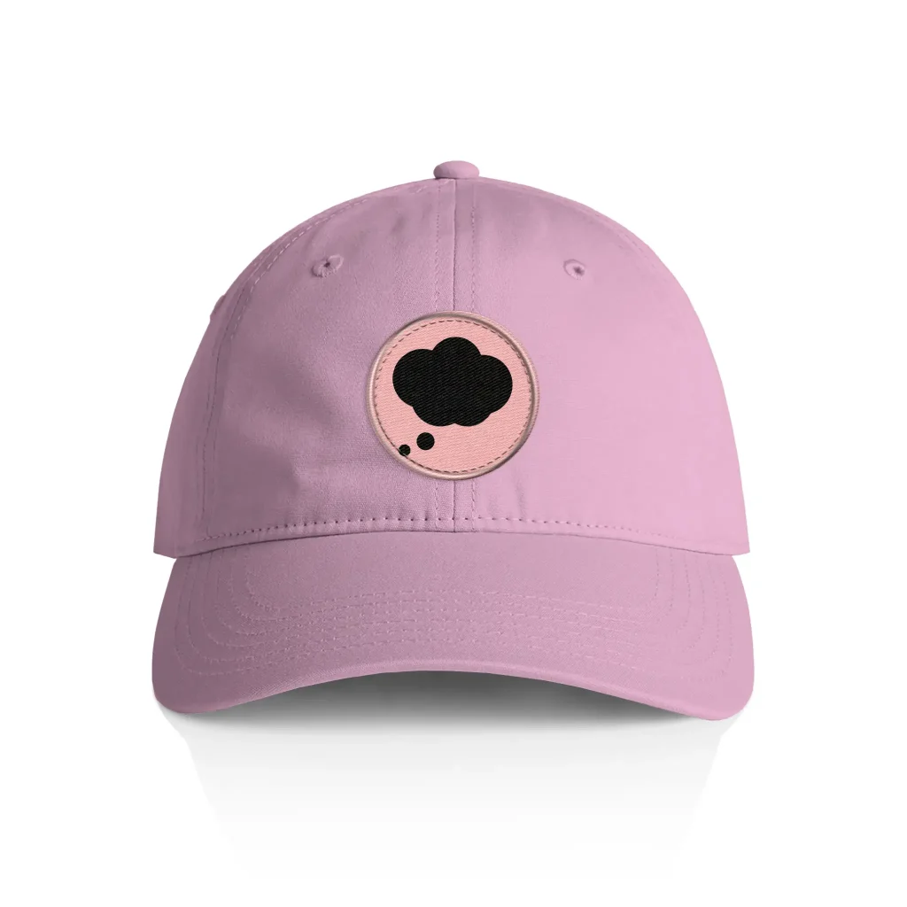 dad hat with embroidered patch sewn on side