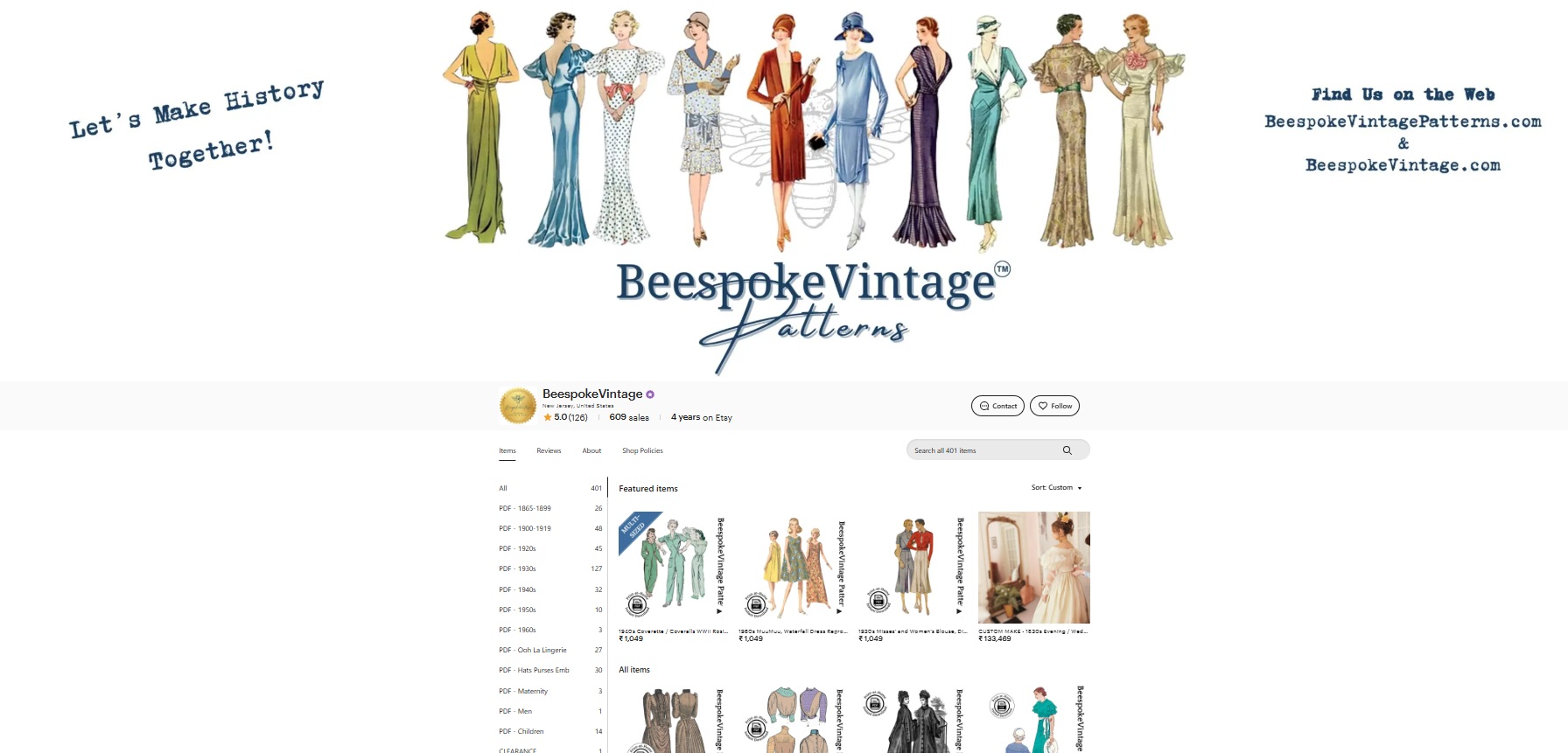 Custom clothing Etsy store with a strong brand identity – Beespoke Vintage