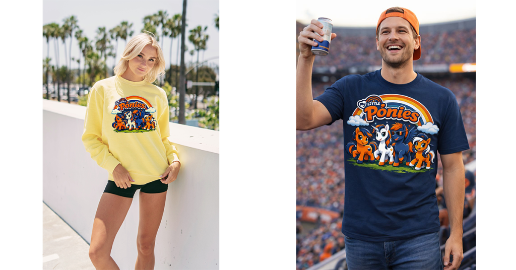 Little pony artwork in Broncos colors used to mock the opposing team during the Super Bowl