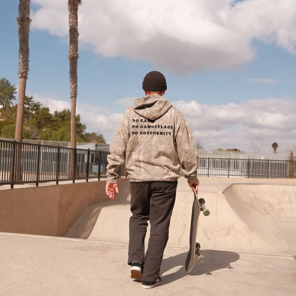 Custom printed Independent Trading Co Deadwood Tree Camo Heavyweight Hoodie with graphic design by Apliiq