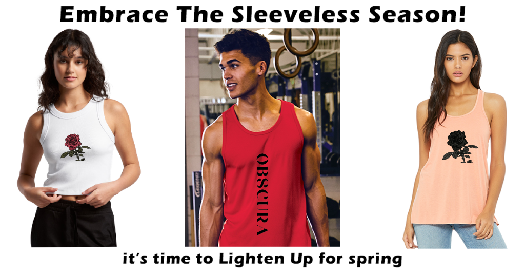 Sleeveless apparel and tank tops styled for fresh spring outfits.