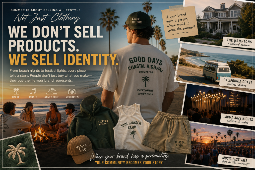 Summer Is About Selling a Lifestyle, Not Just Clothing available on apliiq to customize according to the personalize style such as custom labels and custom embroidery.