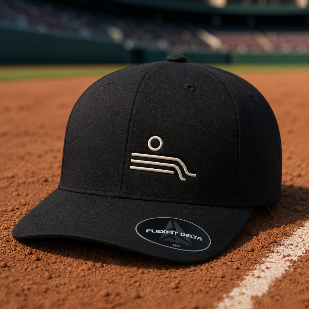 Yupoong custom hat graphic showcasing a clean baseball cap with minimalist branding inspiration for embroidery and custom patches.