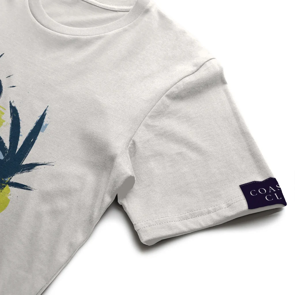 Gildan 3000 t-shirt mockup featuring a custom front print and folded sleeve label generated by Apliiq.