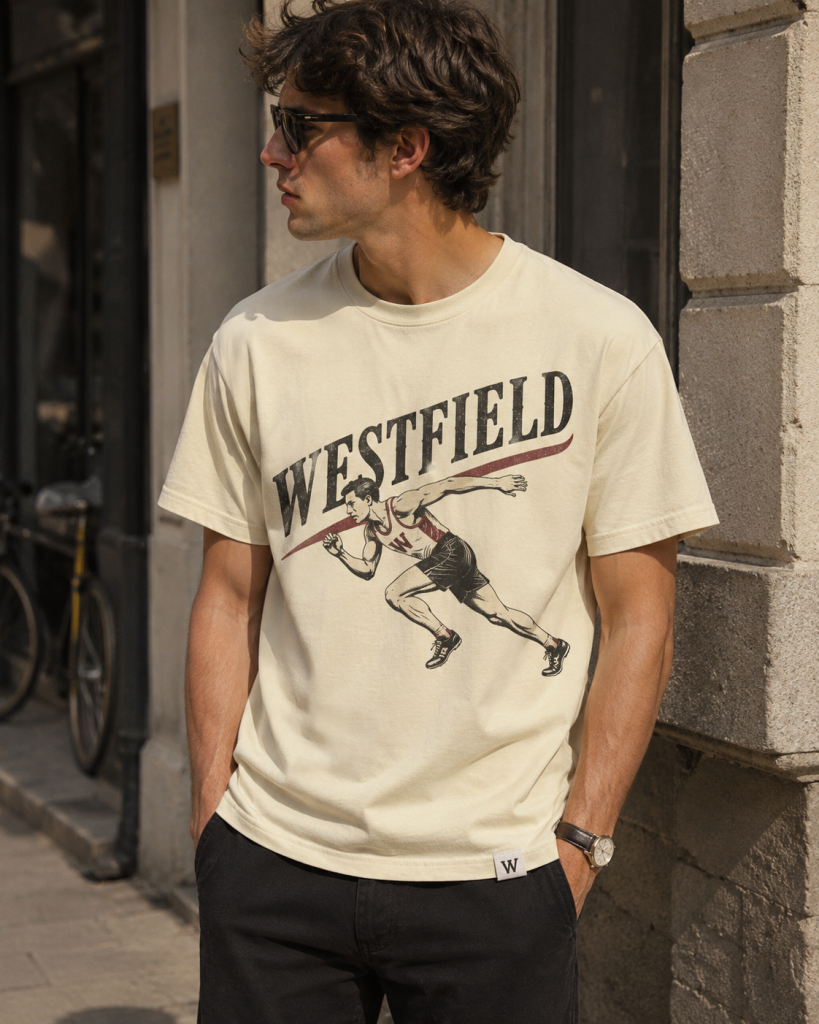 Collegiate heritage-inspired apparel graphic with vintage athletic typography 