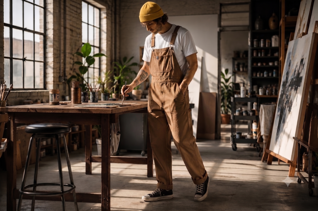 Custom canvas overalls available on Apliiq with premium branding services, including private labeling, woven labels, custom patches, relabeling, and print-on-demand fulfillment for apparel brands, workwear collections, and retail businesses.