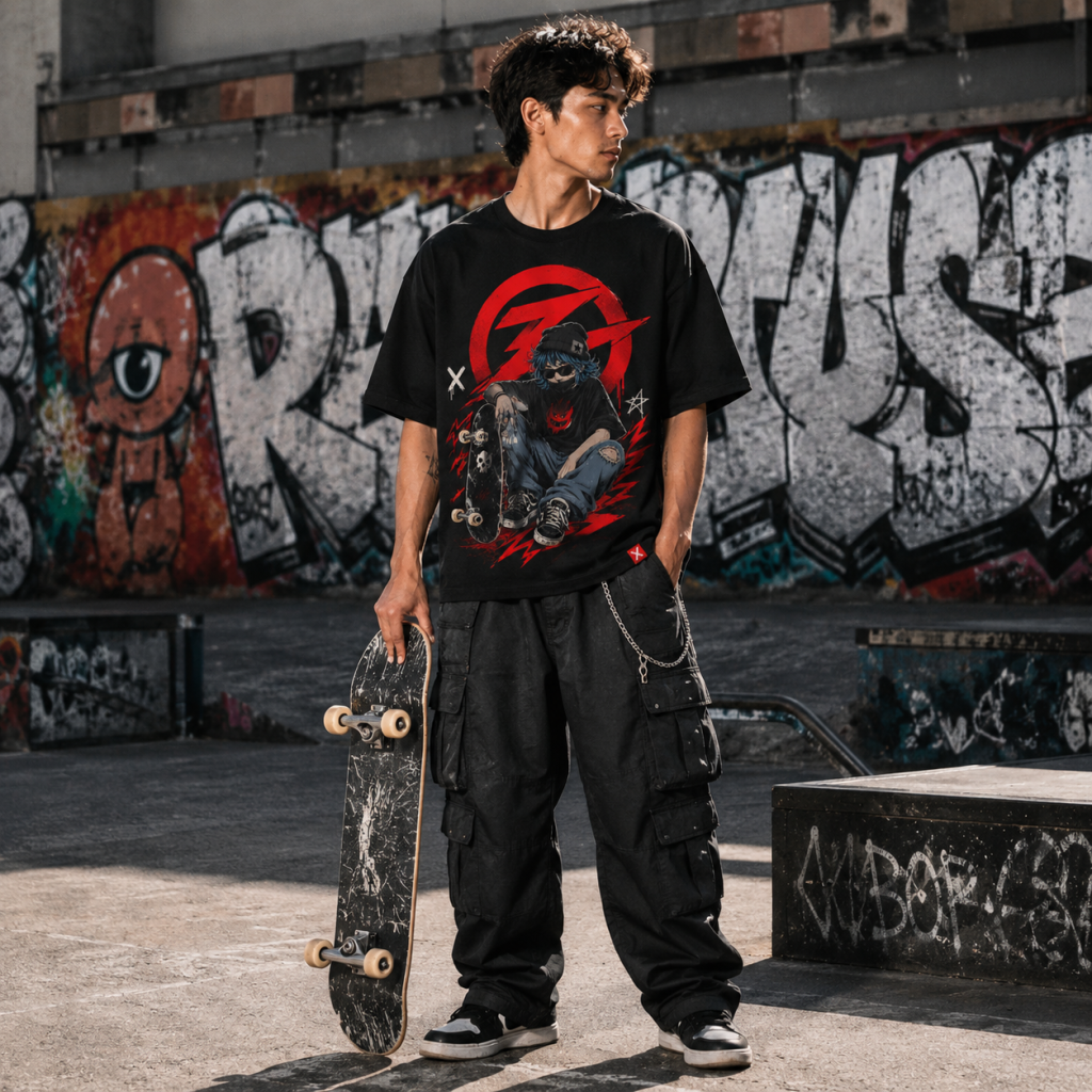 Shakawear SHMHSS oversized heavyweight T-shirt with skate-inspired streetwear graphic