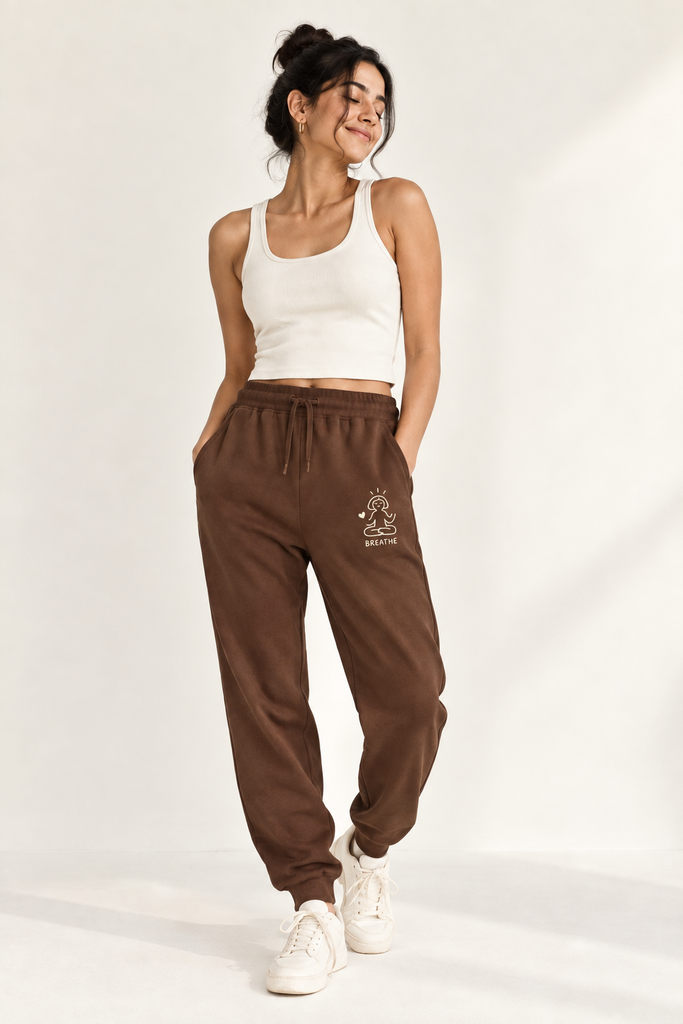 Lane Seven LST006 unisex premium jogger with a minimalist yoga-inspired Breathe graphic