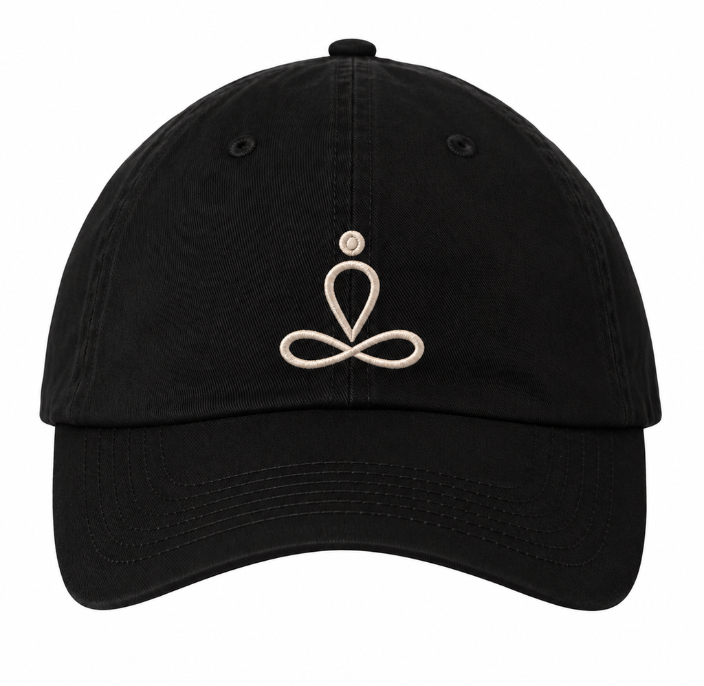 ValuCap VC300A adult bio-washed dad hat with minimalist yoga-inspired embroidery
